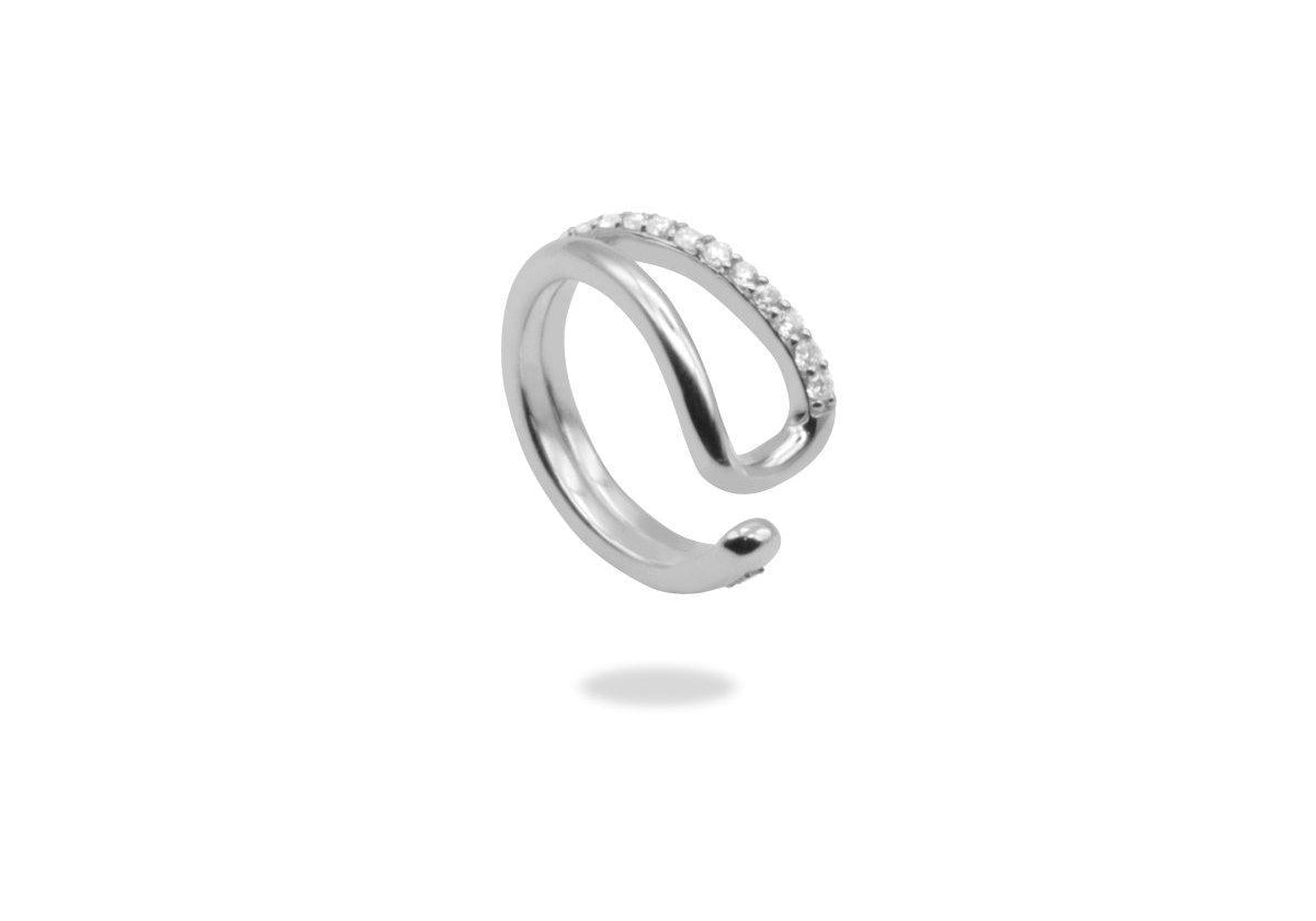 Double recta moissanite ear-cuff.