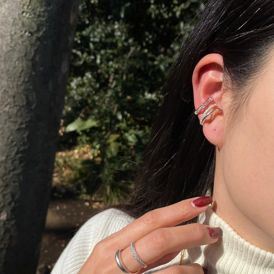 Double recta moissanite ear-cuff-イヤーカフ-GYPPHY｜モアサナイトジュエリー