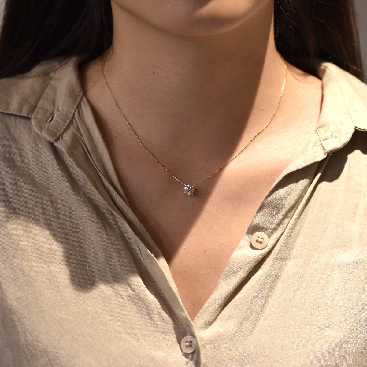 ソリティアモアサナイトネックレス 0.5ct/1ct.