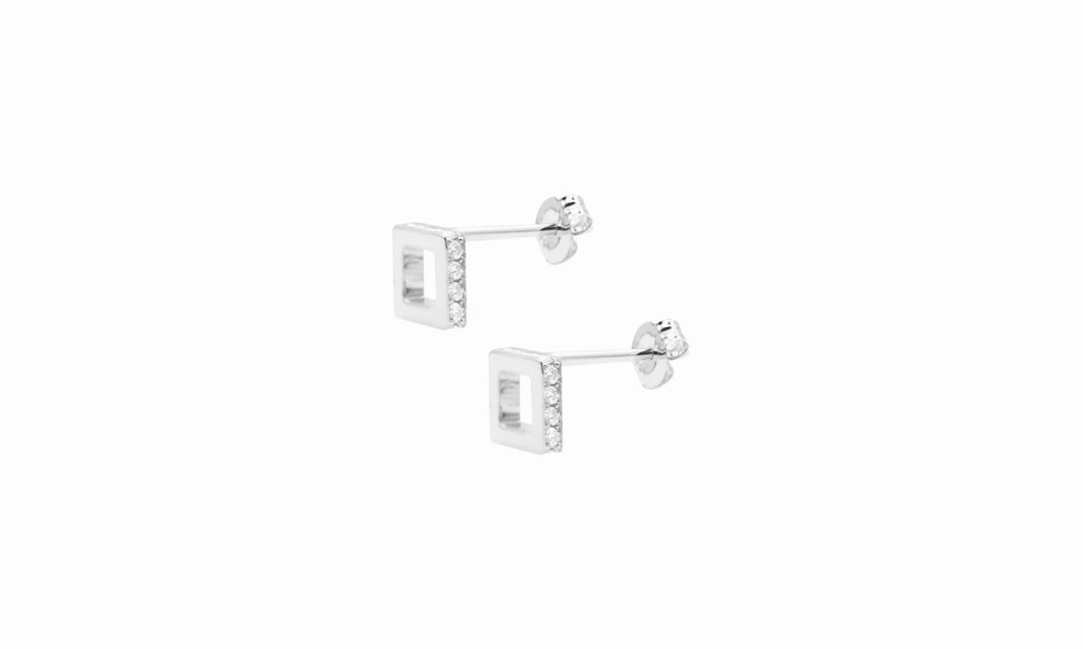 Square hole pop earring.