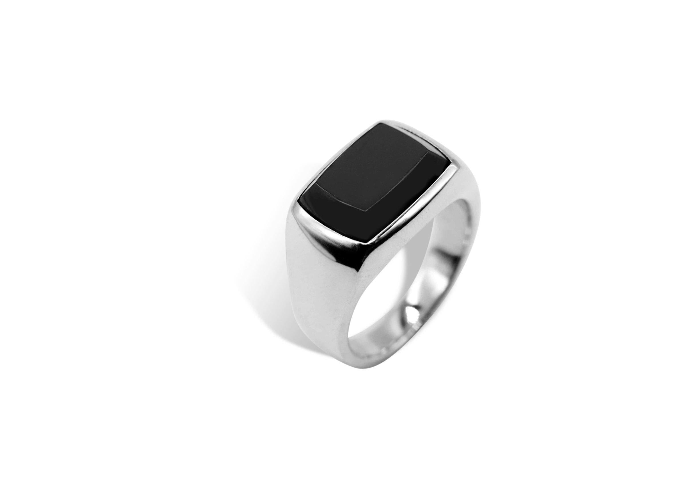 Rectangle Black Onyx Ring.