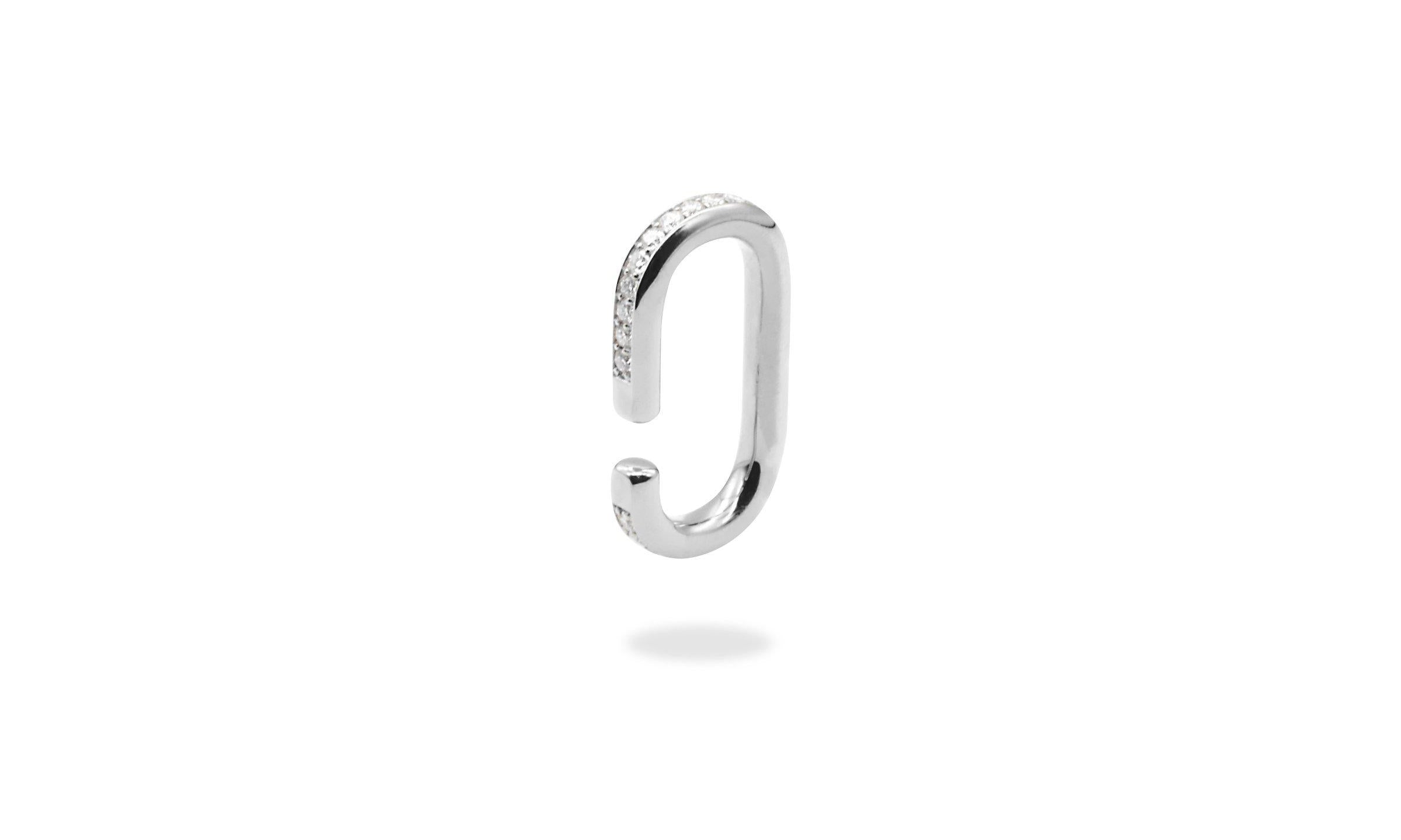 Rounded rectangle moissanite ear-cuff.