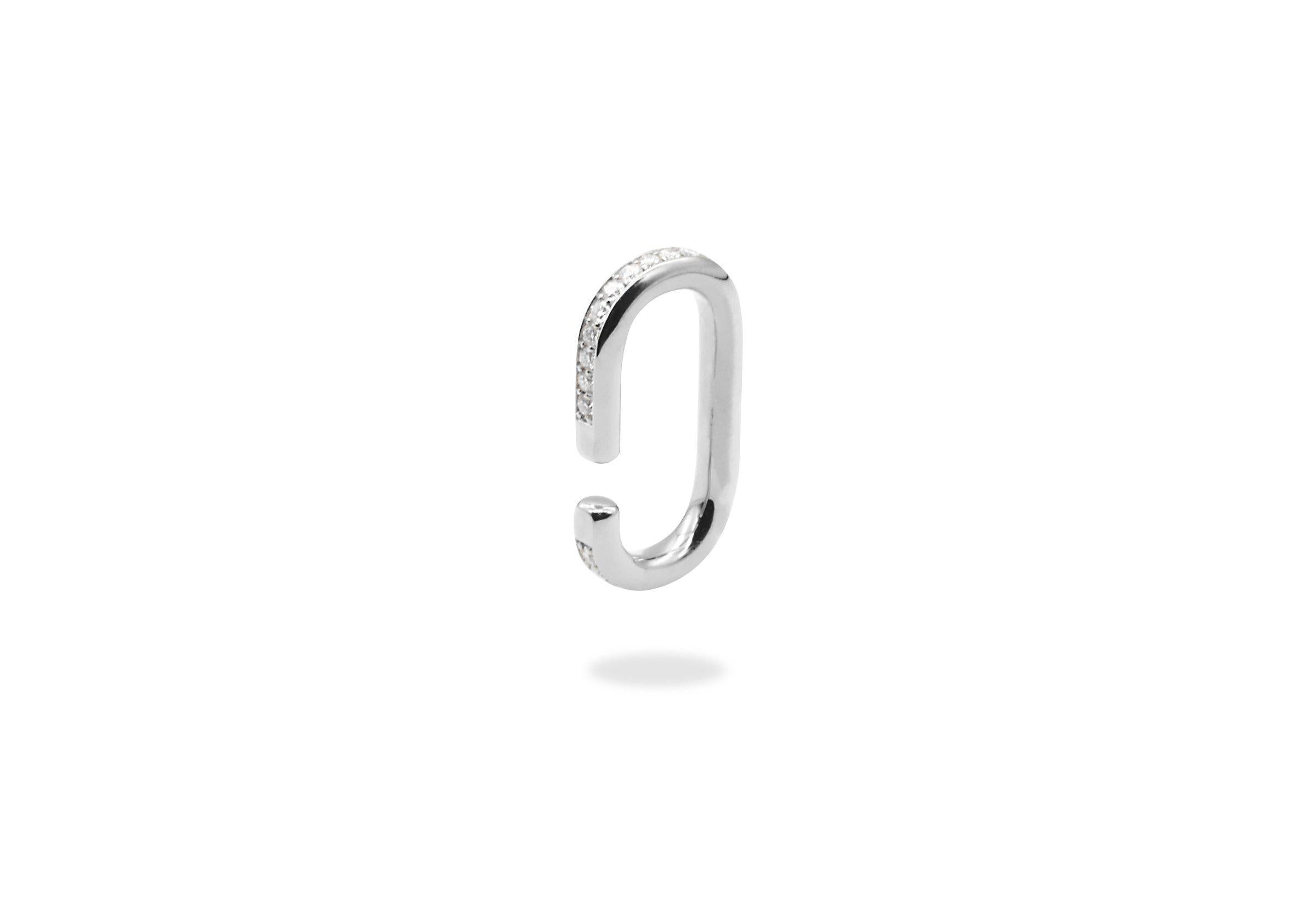 Rounded rectangle moissanite ear-cuff.