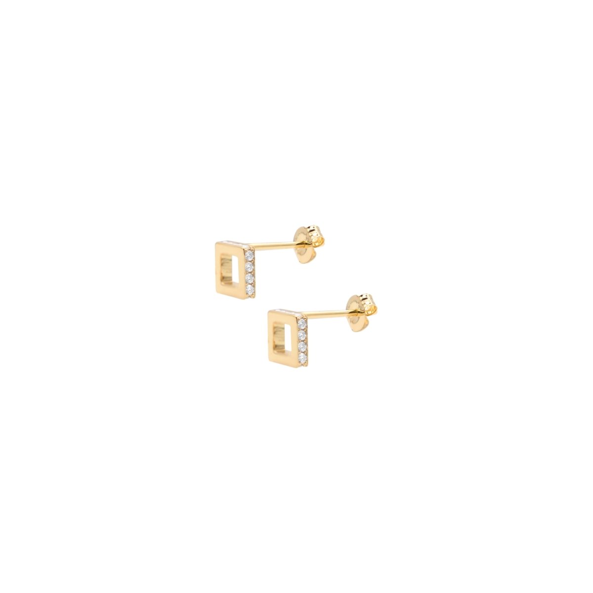 Square hole pop earring.