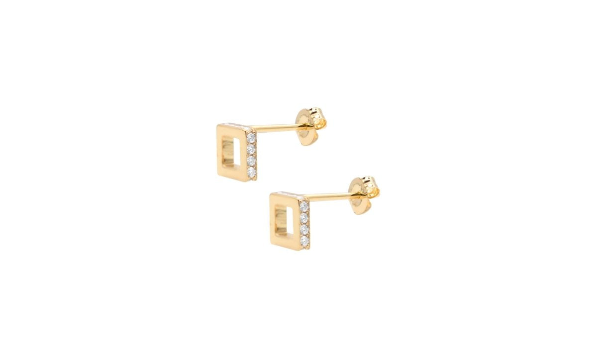 Square hole pop earring.