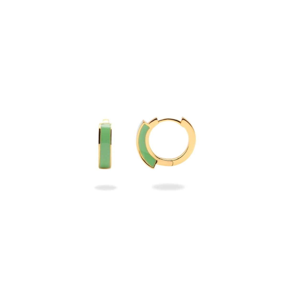 Three-Dimensional Enamel Hoop Earrings.