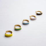 Three-Dimensional Enamel Hoop Earrings.