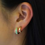 Three-Dimensional Enamel Hoop Earrings.