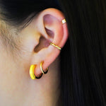 Three-Dimensional Enamel Hoop Earrings.