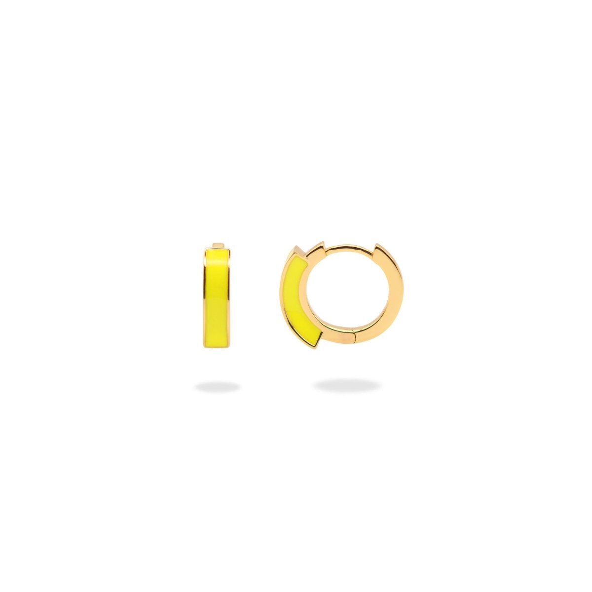 Three-Dimensional Enamel Hoop Earrings.