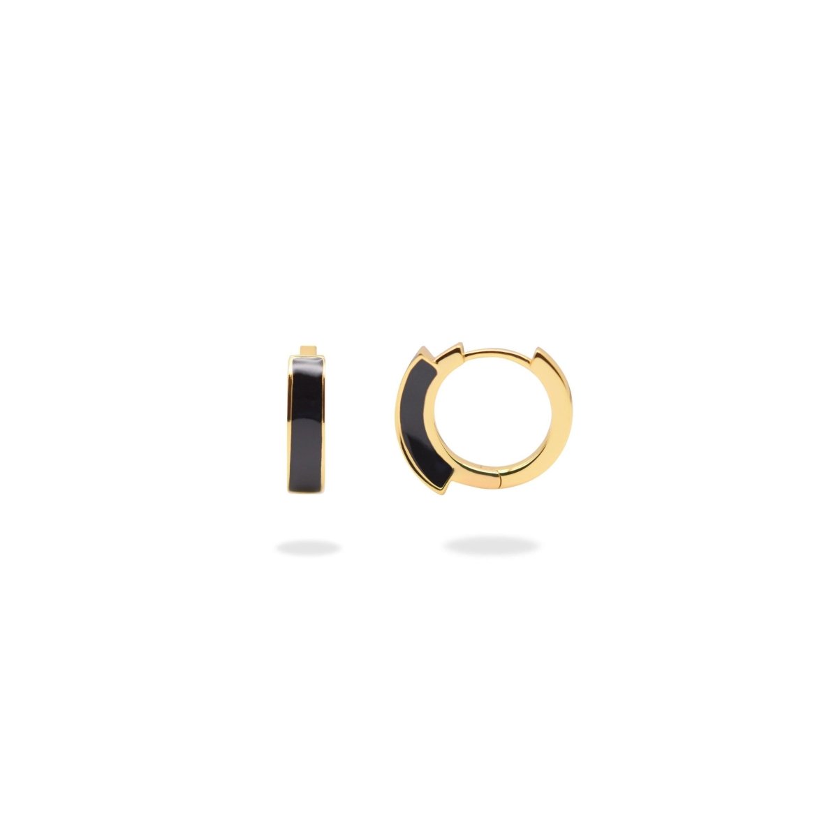 Three-Dimensional Enamel Hoop Earrings.