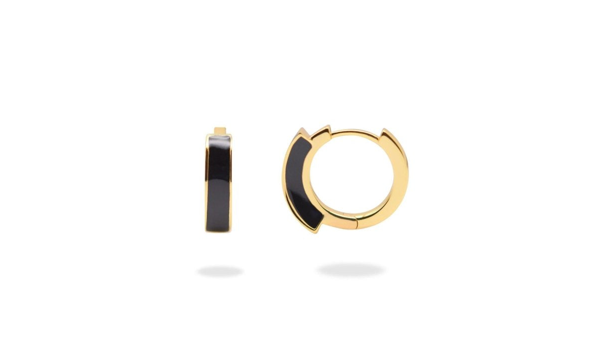 Three-Dimensional Enamel Hoop Earrings.