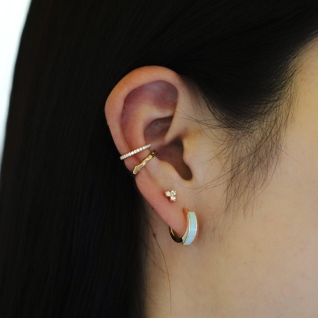Three-Dimensional Enamel Hoop Earrings.