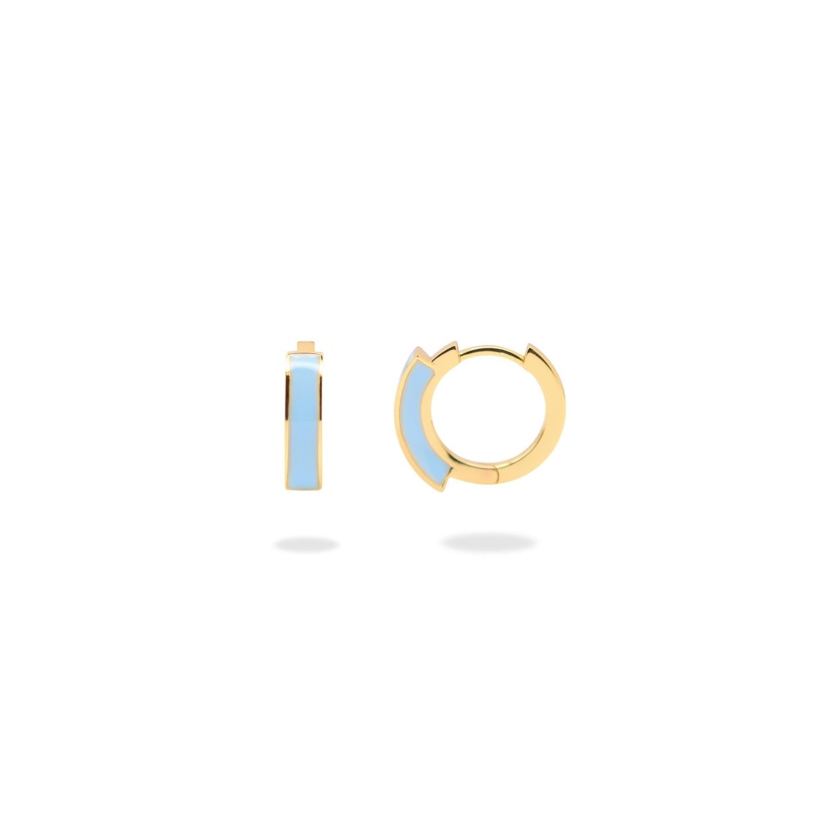 Three-Dimensional Enamel Hoop Earrings.