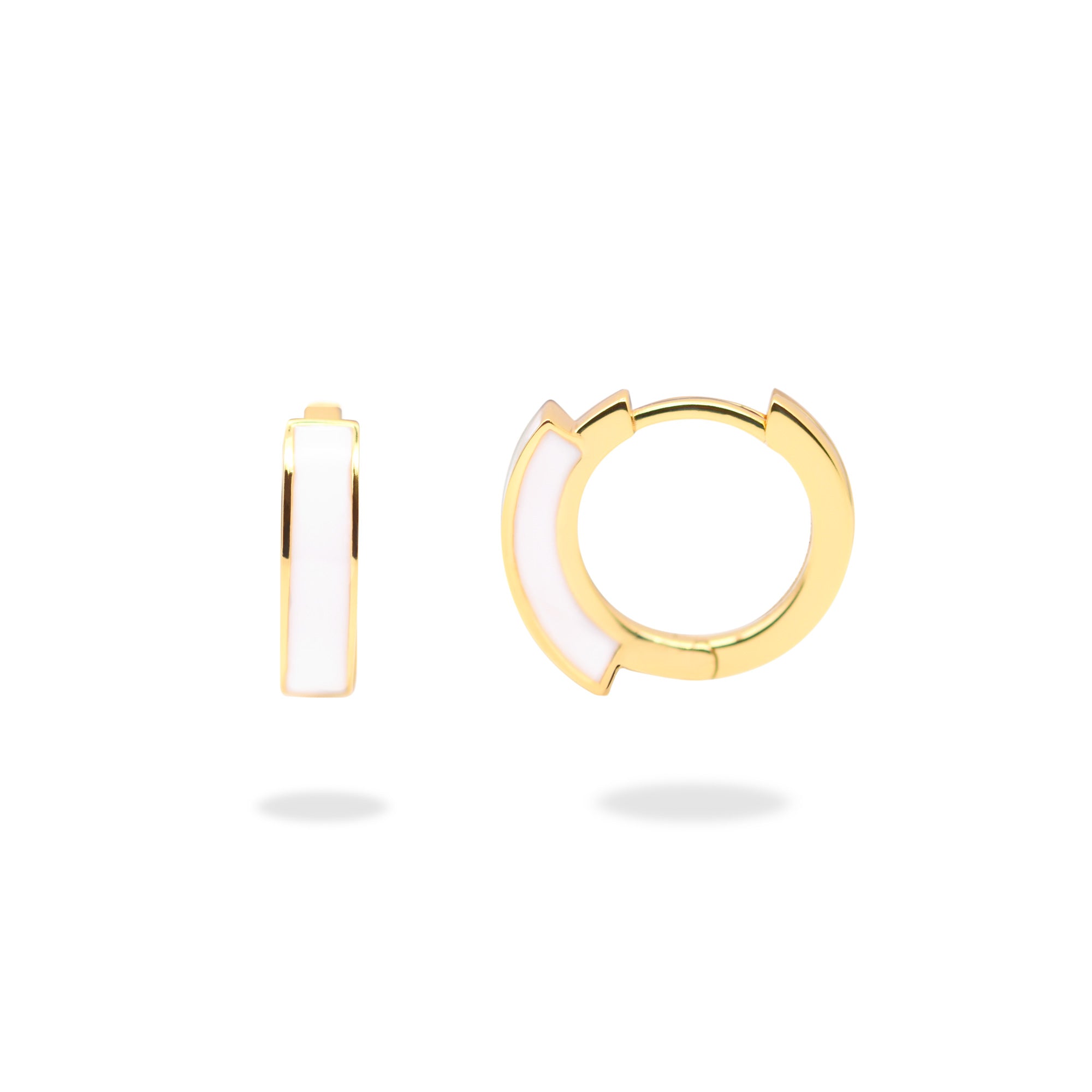 Three-Dimensional Enamel Hoop Earrings.